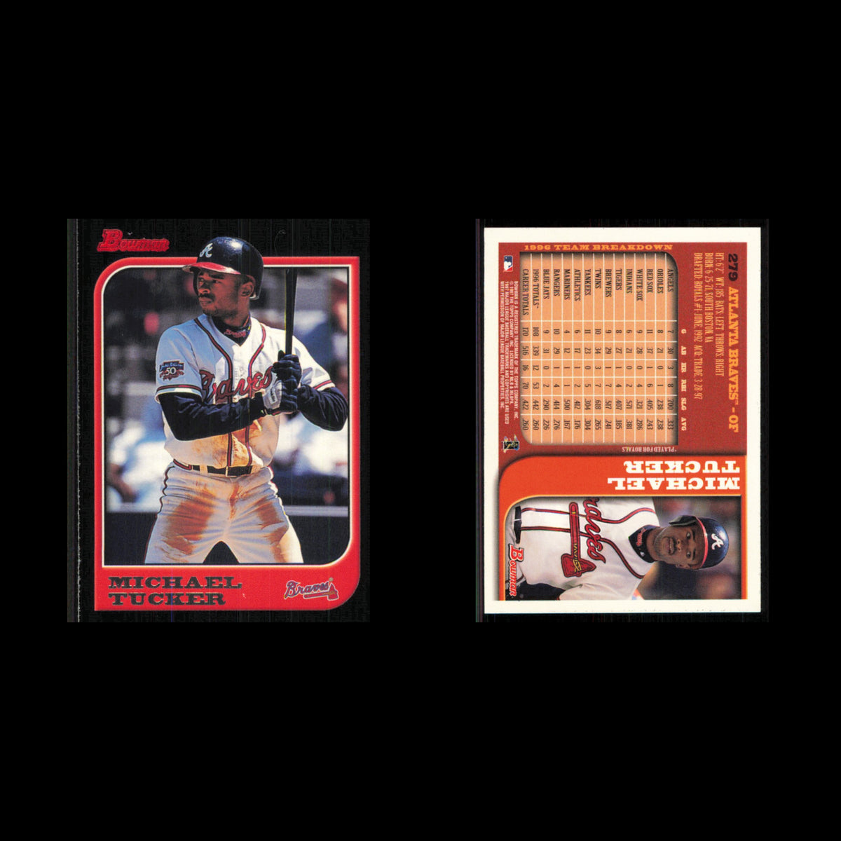 Michael Tucker #279 1997 Bowman Atlanta Braves Baseball Card MLB NM