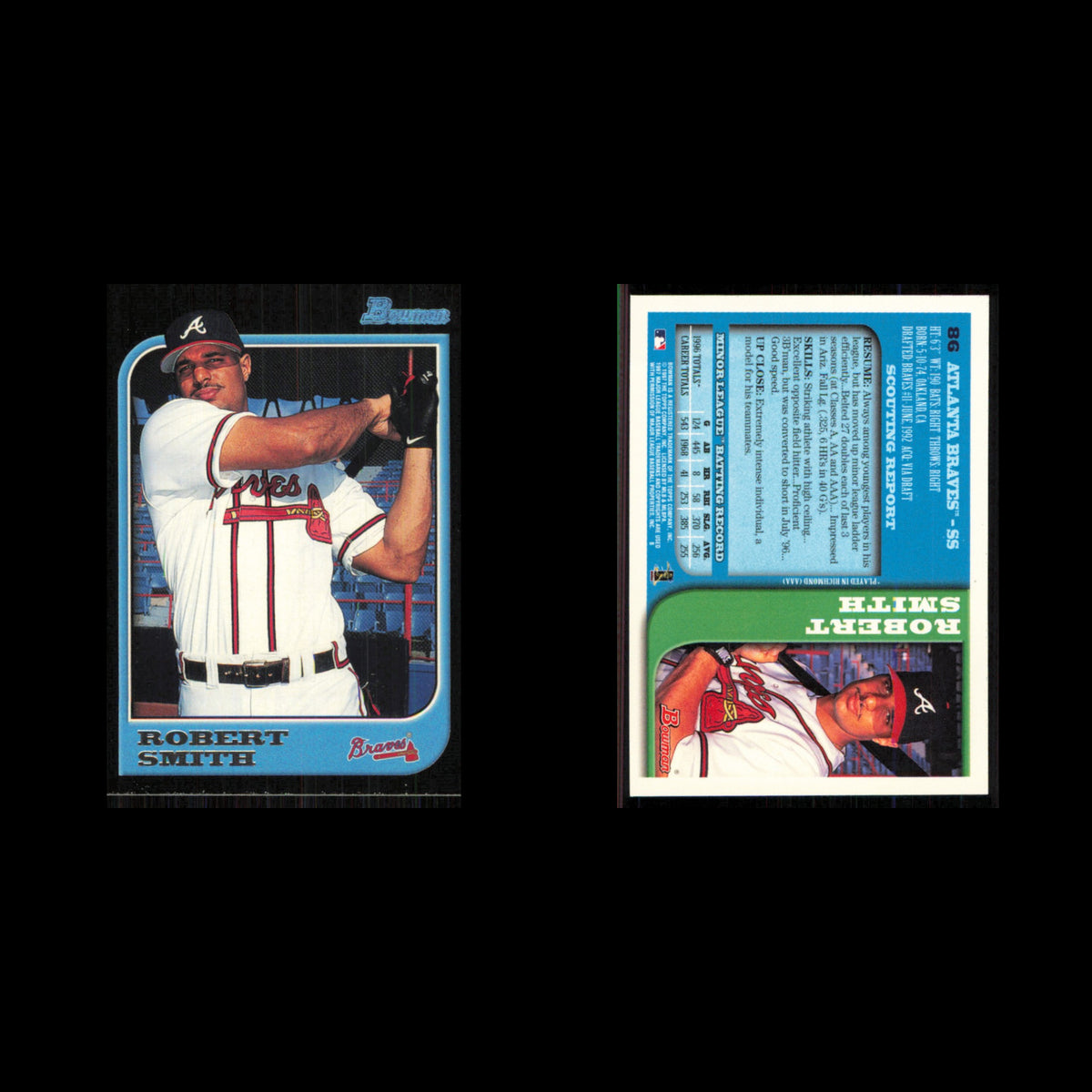 Robert Smith #86 1997 Bowman Atlanta Braves Baseball Card MLB NM