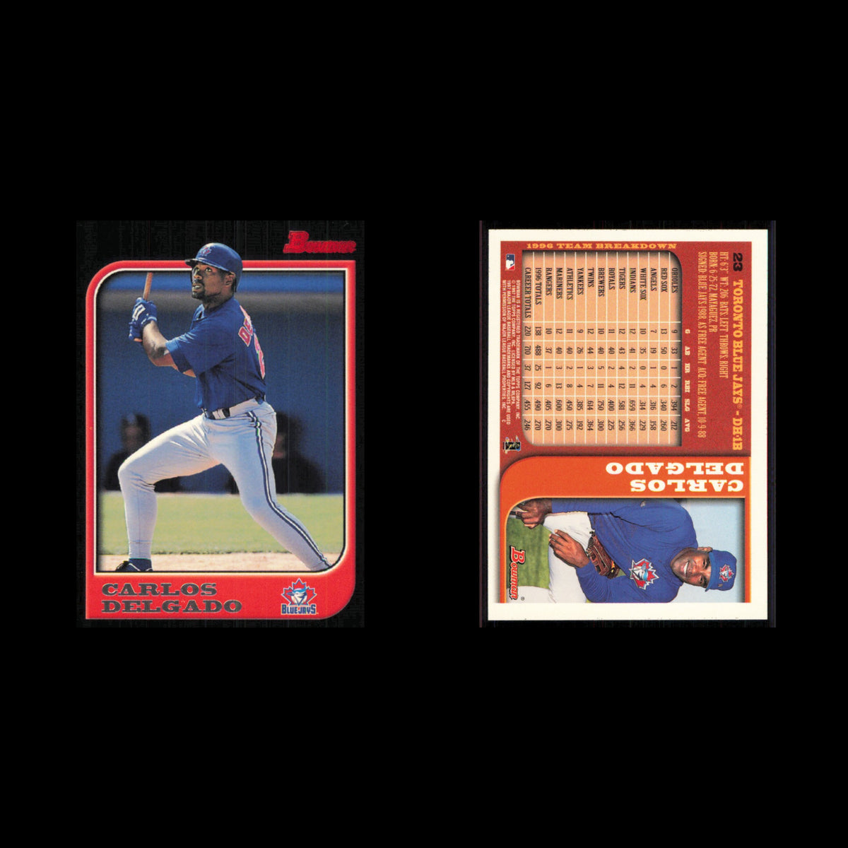 Carlos Delgado #23 1997 Bowman Toronto Blue Jays Baseball Card MLB NM