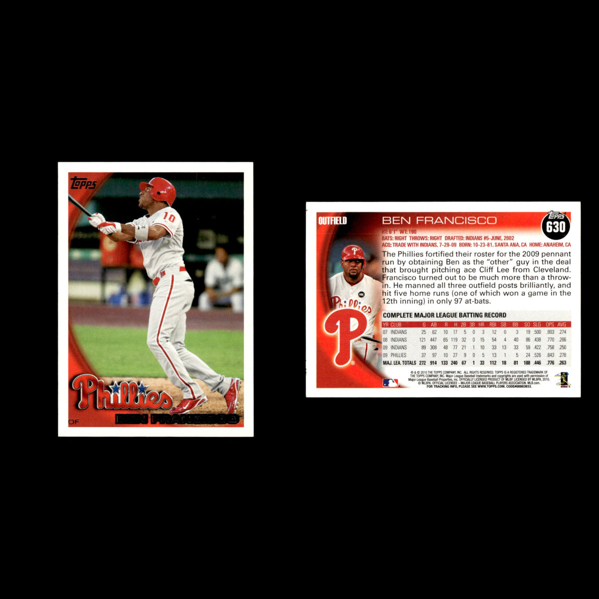Ben Francisco #630 2010 Topps Philadelphia Phillies Baseball Card MLB NM