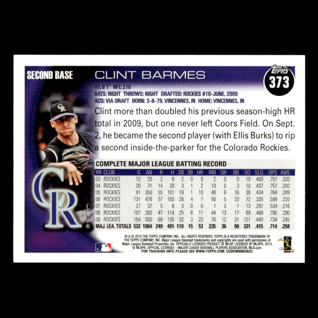 Clint Barmes #373 2010 Topps Colorado Rockies Baseball Card MLB NM