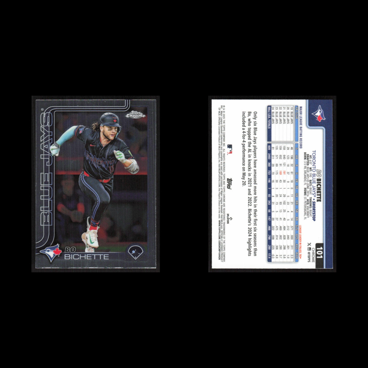 Bo Bichette #101 2025 Topps Chrome Toronto Blue Jays Baseball Card MLB NM