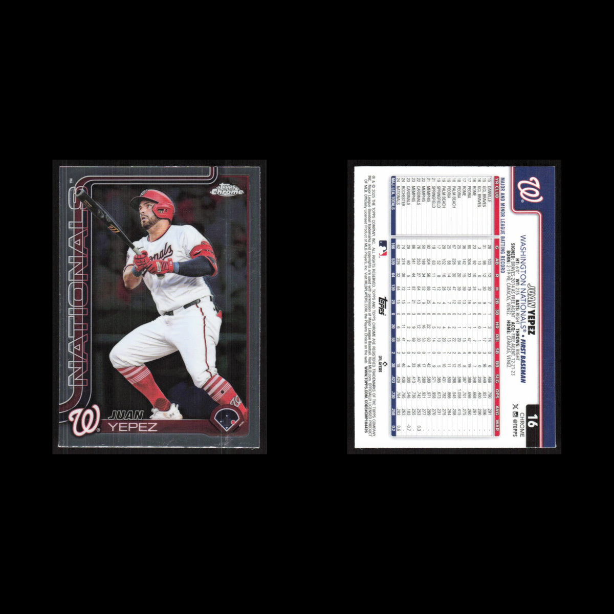 Juan Yepez #16 2025 Topps Chrome Washington Nationals Baseball Card MLB NM