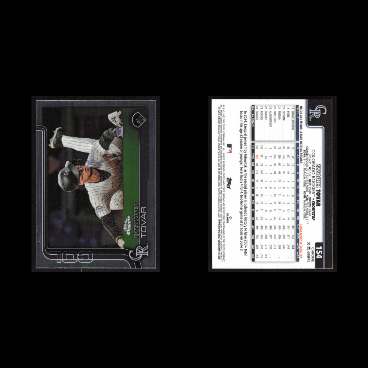 Ezequiel Tovar #154 2025 Topps Chrome Colorado Rockies Baseball Card MLB NM