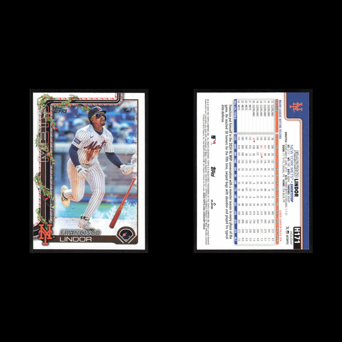 Francisco Lindor #H171 2025 Topps Holiday New York Mets Baseball Card MLB NM