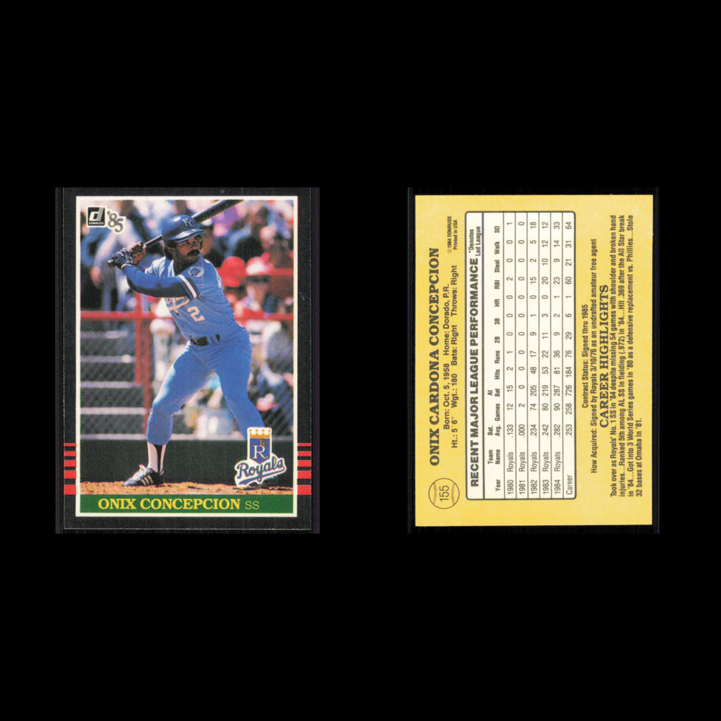 Onix Concepcion #155 1985 Donruss Kansas City Royals Baseball Card MLB NM