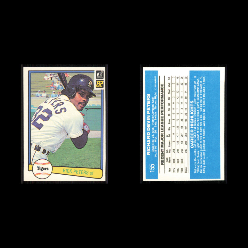 Rick Peters #155 1982 Donruss Detroit Tigers Baseball Card MLB NM