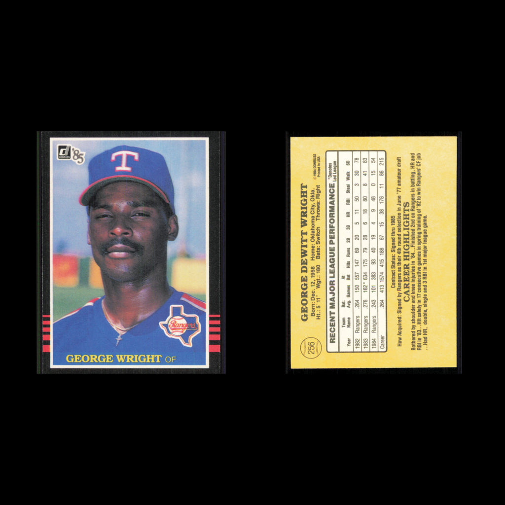 George Wright #256 1985 Donruss Texas Rangers Baseball Card MLB NM
