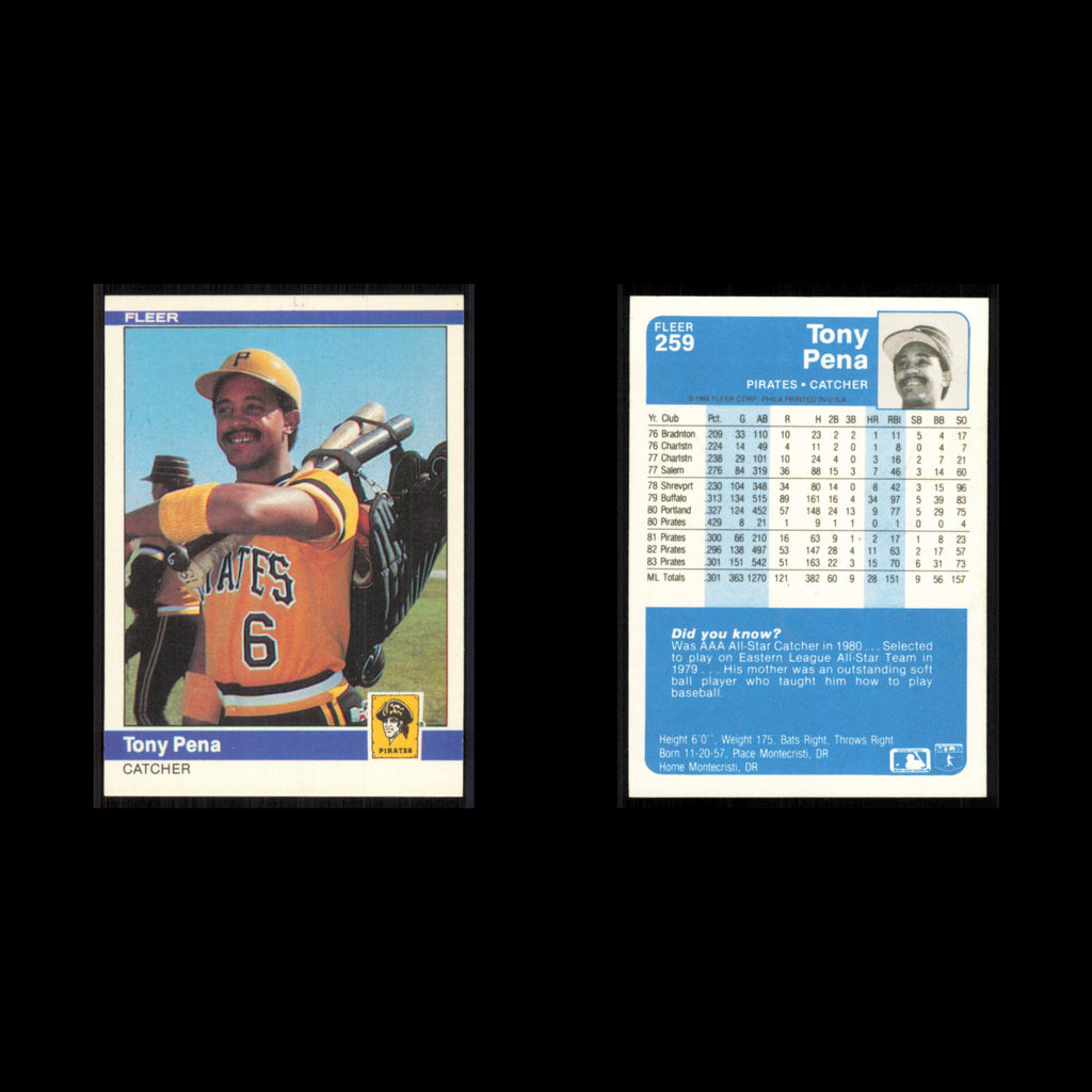 Tony Pena #259 1984 Fleer Pittsburgh Pirates Baseball Card MLB NM