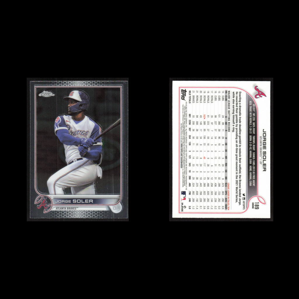 Jorge Soler #189 2022 Topps Chrome Atlanta Braves Baseball Card MLB NM