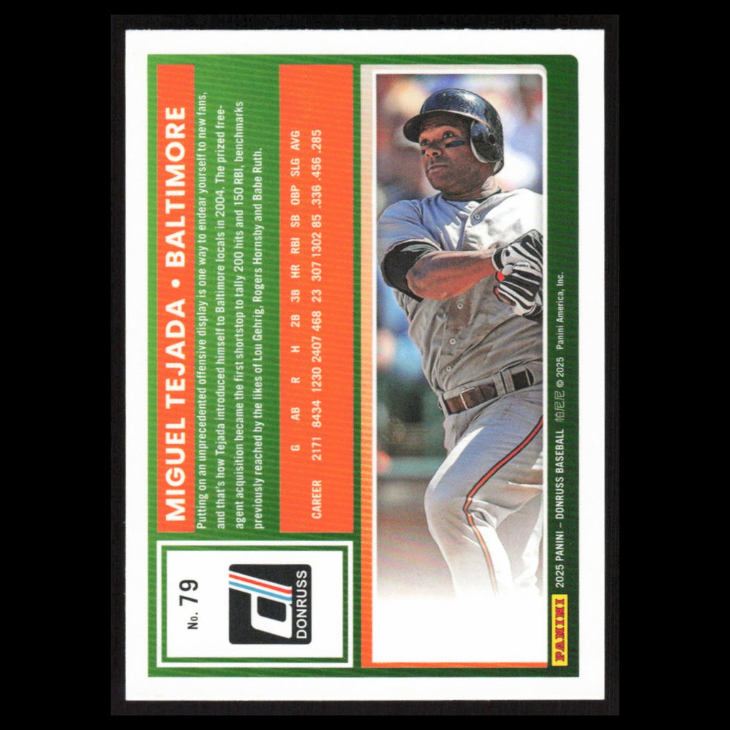 Miguel Tejada #79 2025 Donruss Baltimore Orioles Baseball Card MLB NM
