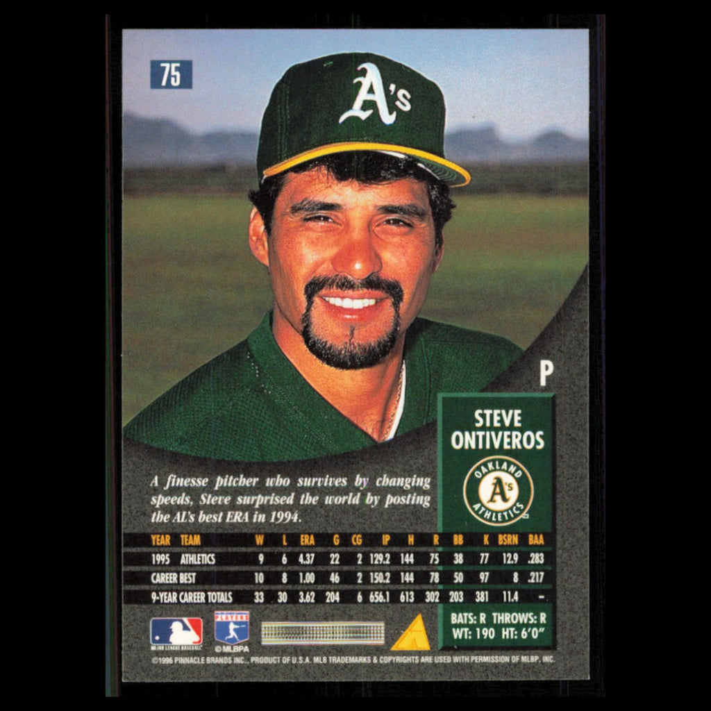 Steve Ontiveros #75 1996 Pinnacle Oakland Athletics Baseball Card MLB NM