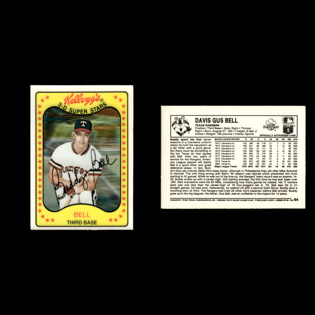Buddy Bell #64 1981 XOGRAPH Texas Rangers Baseball Card MLB EX