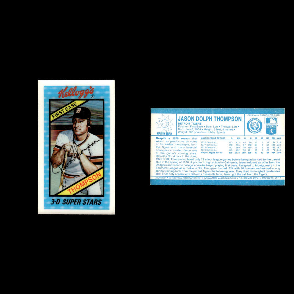 Jason Thompson #17 1980 XOGRAPH Detroit Tigers Baseball Card MLB EX