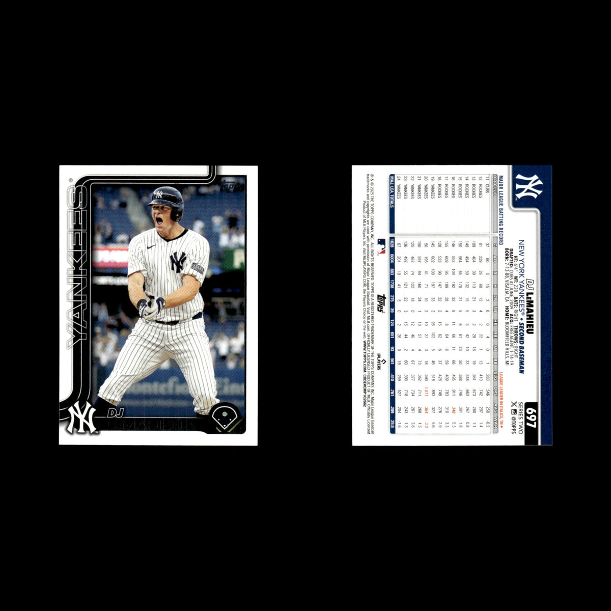 DJ LeMahieu #697 2025 Topps New York Yankees Baseball Card MLB NM