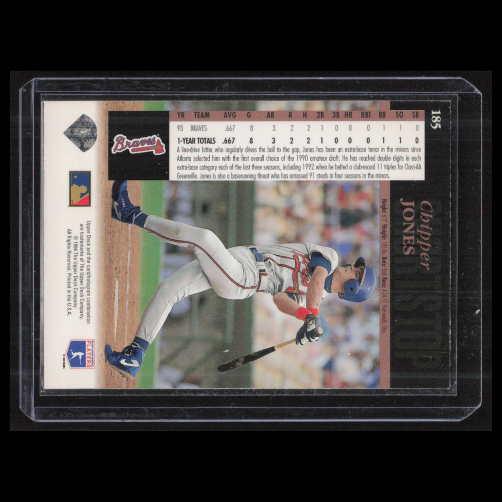 Chipper Jones #185 1994 Upper Deck Atlanta Braves Baseball Card MLB NM