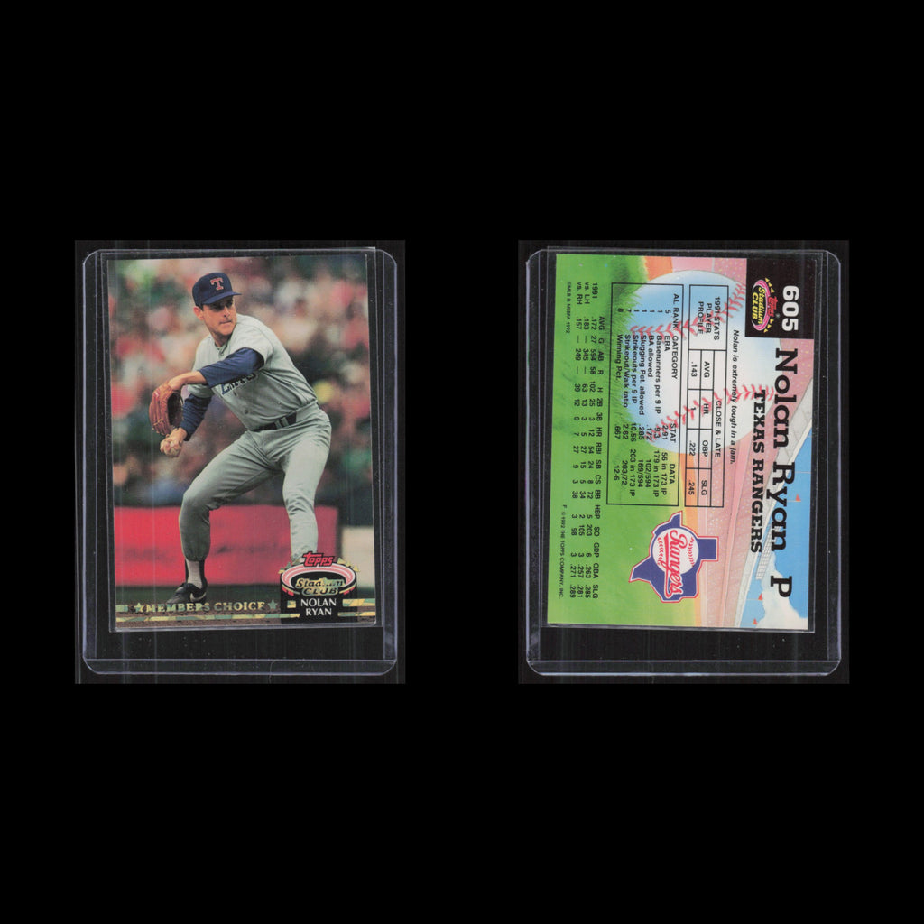 Nolan Ryan #605 1992 Stadium Club Members Choice Texas Rangers Baseball Card MLB