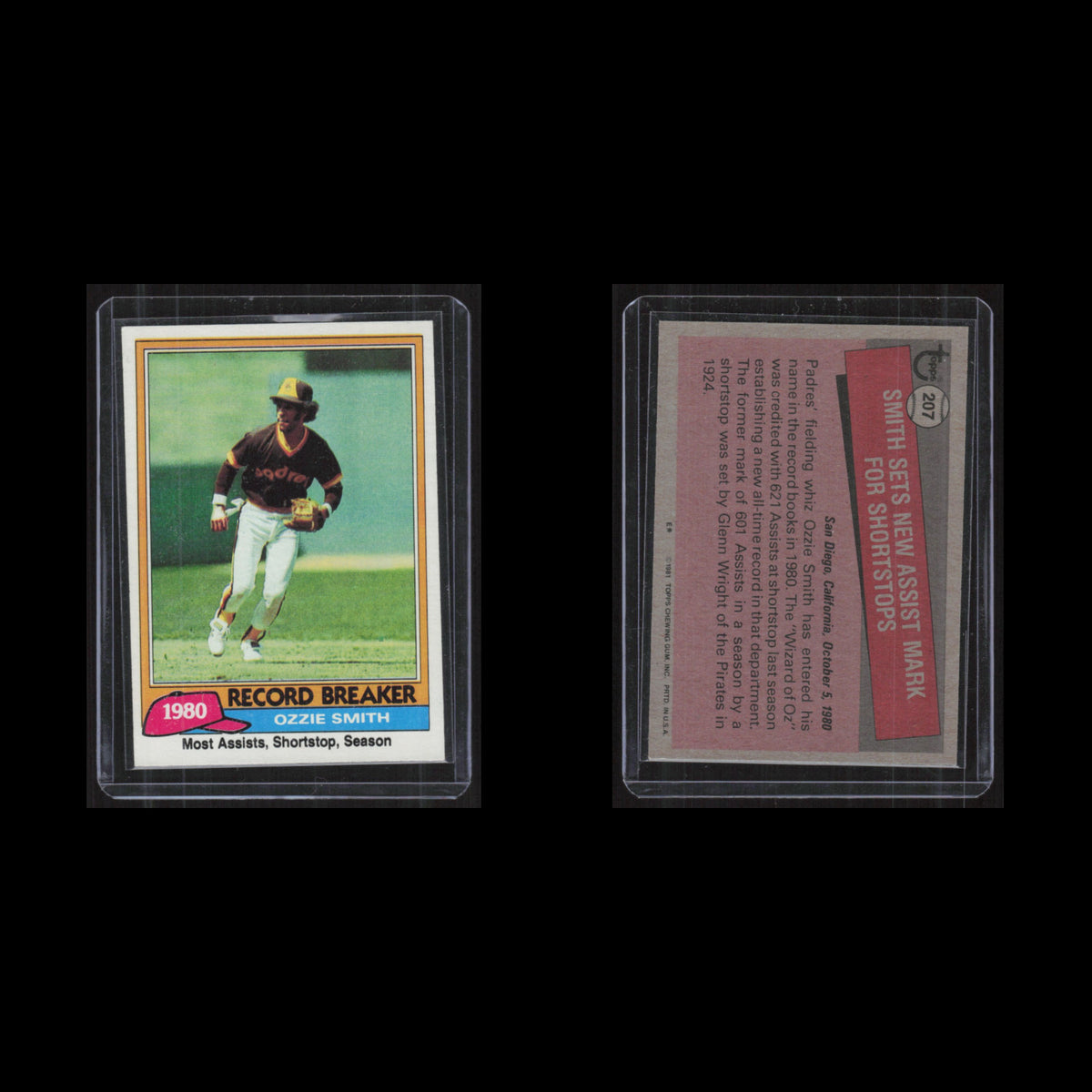 Ozzie Smith #207 1981 Topps San Diego Padres Baseball Card MLB NM