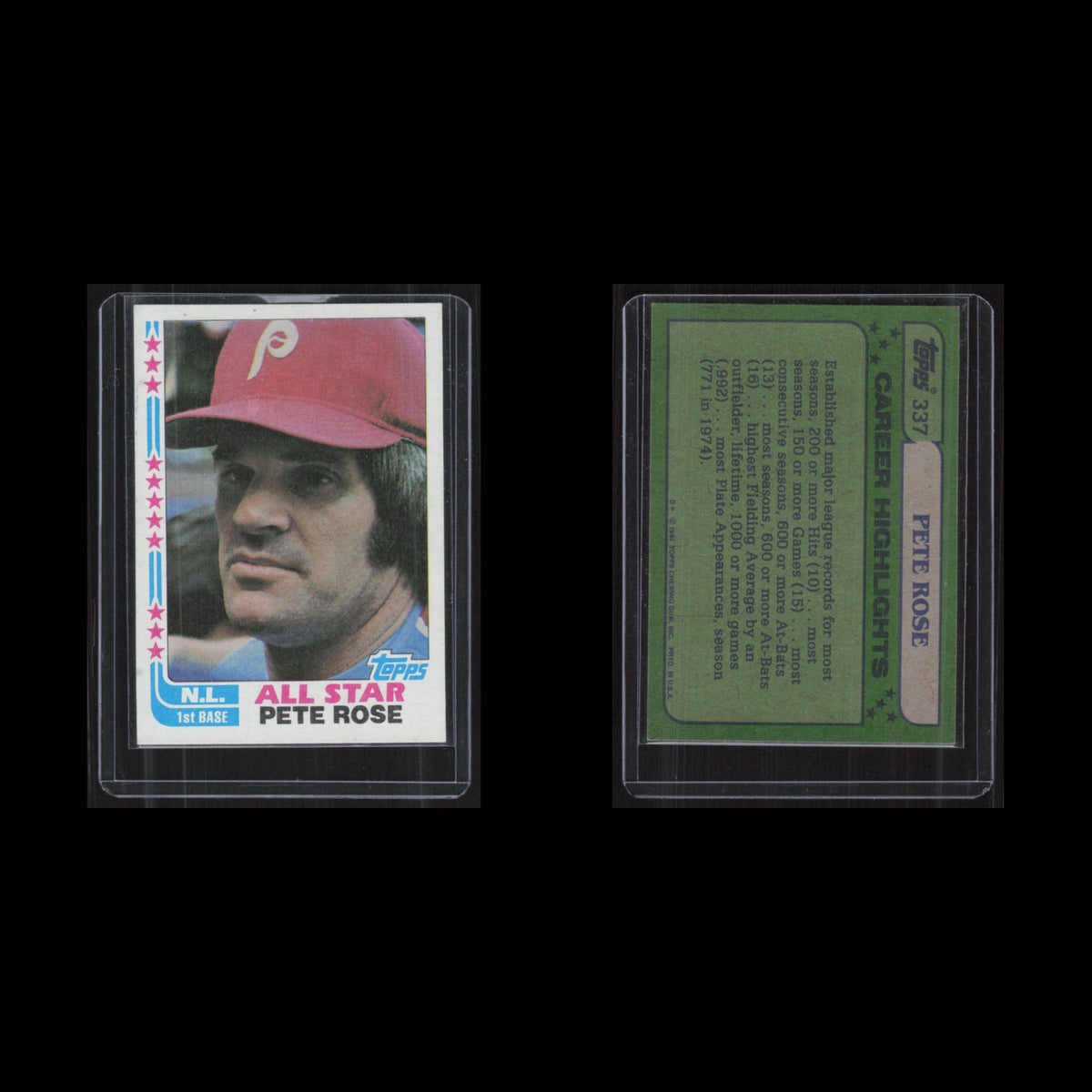 Pete Rose #337 1982 Topps Philadelphia Phillies Baseball Card MLB NM