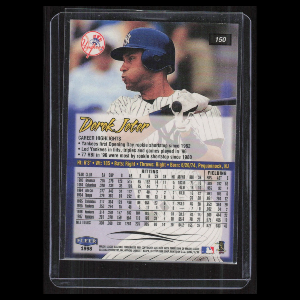 Derek Jeter #150 1998 Fleer Ultra New York Yankees Baseball Card MLB NM