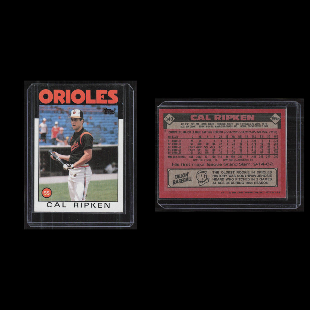 Car Ripken Jr #340 1986 Topps Baltimore Orioles Baseball Card MLB NM