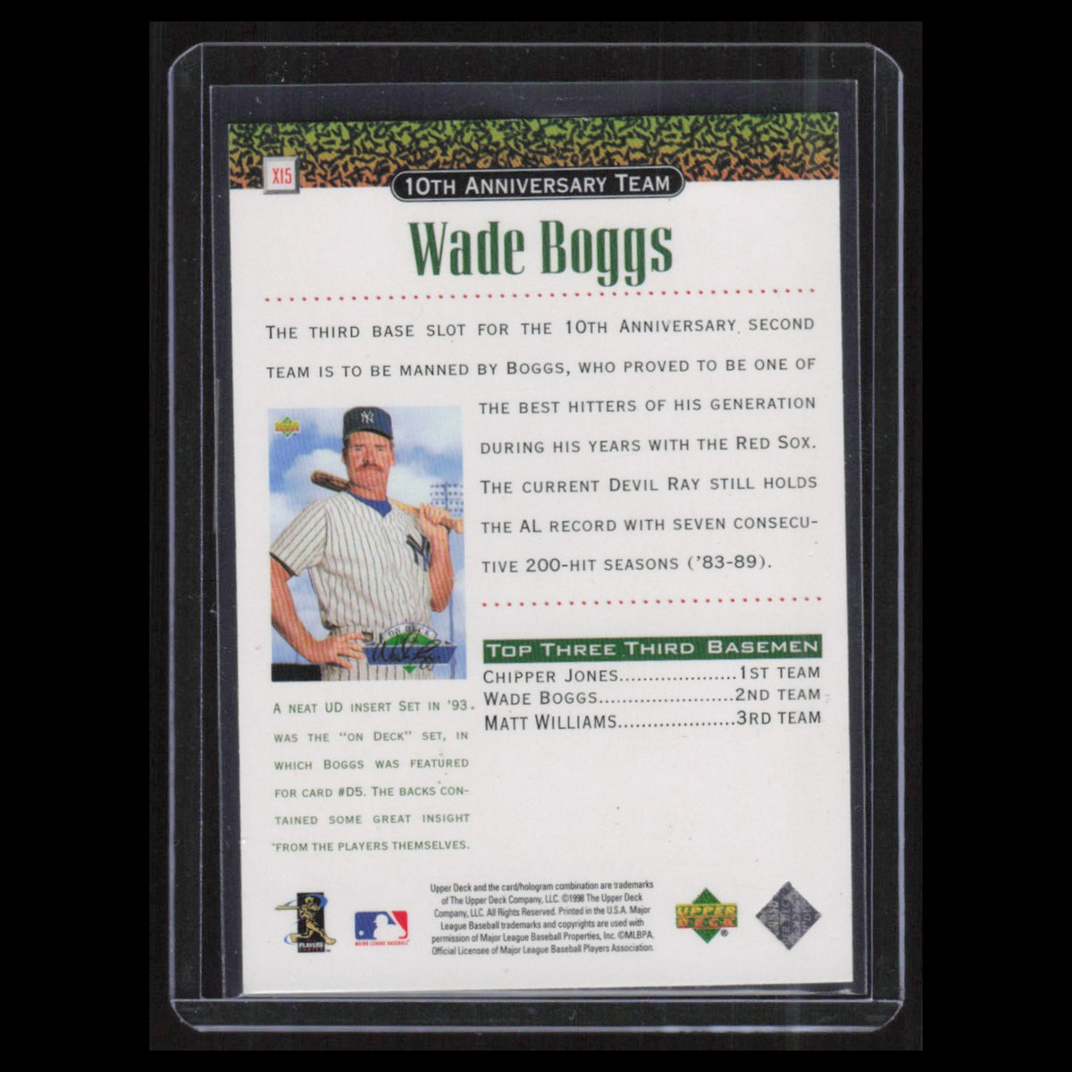 Wade Boggs #15 1998 Upper Deck 10th Anniversary Preview New York Yankees Card NM