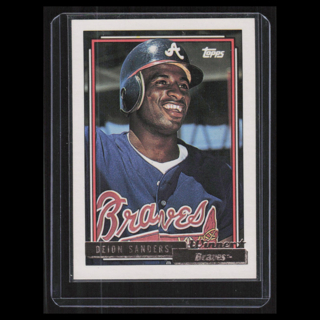 Deion Sanders #645 1992 Topps gold winner Atlanta Braves Baseball Card MLB NM