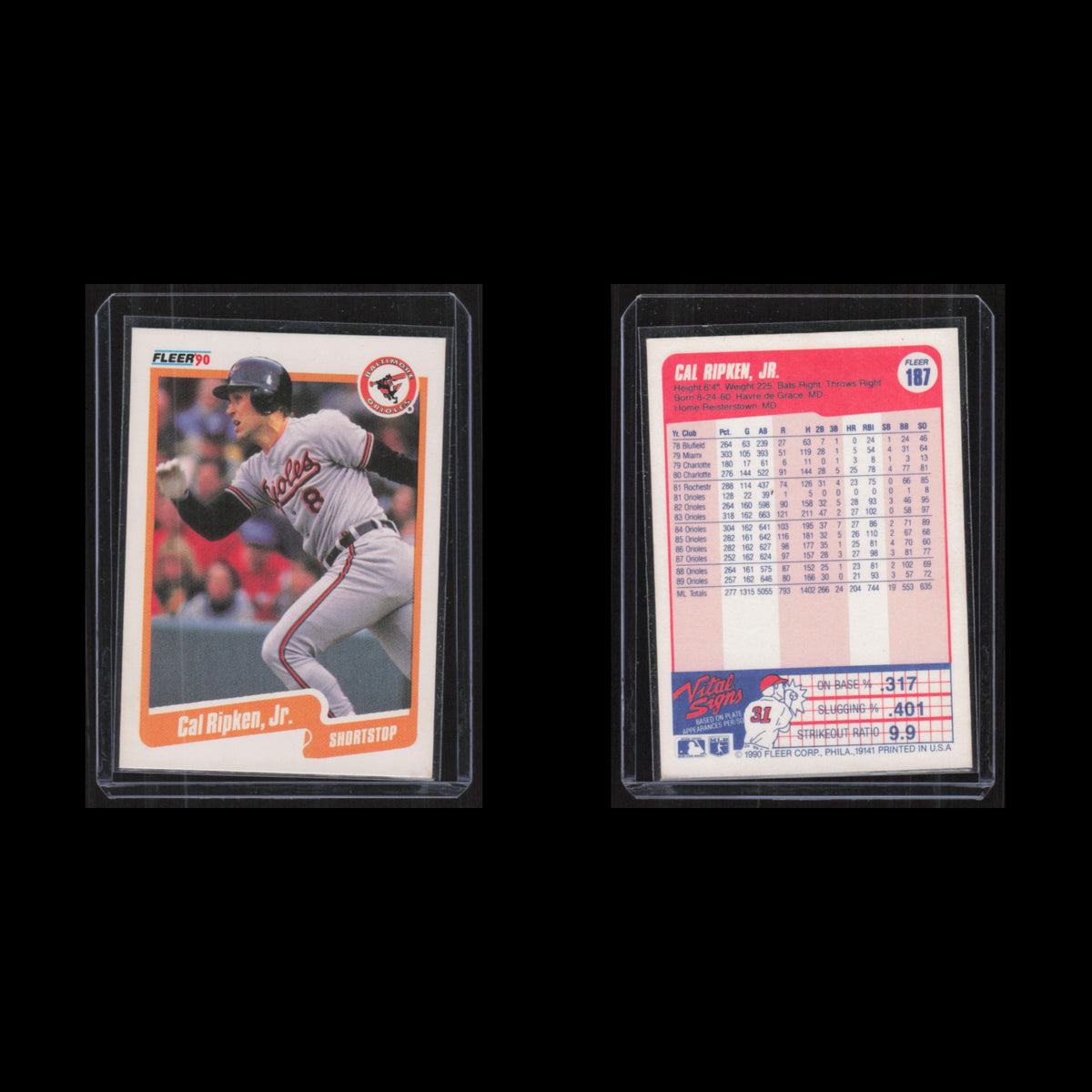 Cal Ripken, Jr. #187 1990 Fleer Baltimore Orioles Baseball Card MLB NM