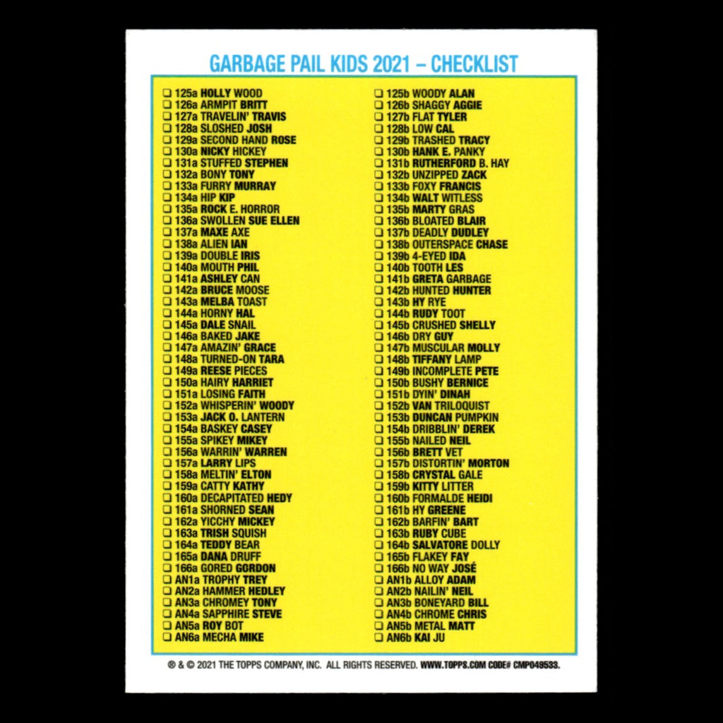 Alien Ian / Checklist #138A 2021 Topps Chrome Garbage Pail Kids Baseball Card NM