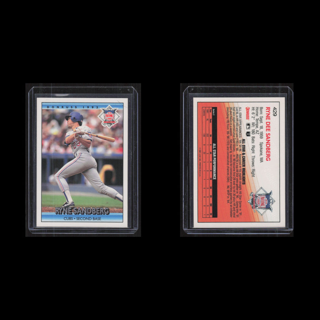 Ryne Sandberg #429 1992 Donruss Chicago Cubs Baseball Card MLB NM