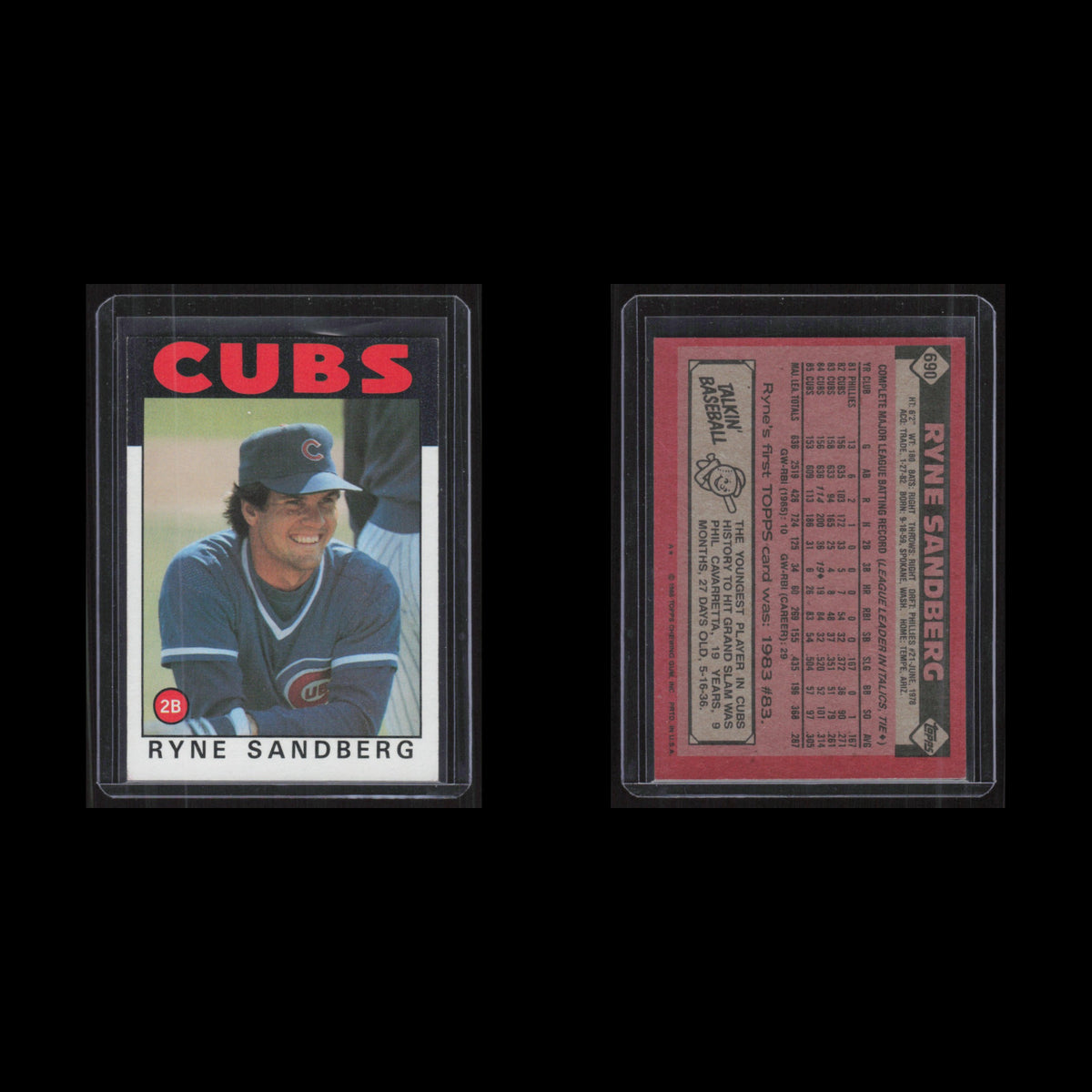 Ryne Sandberg #690 1986 Topps Chicago Cubs Baseball Card MLB NM