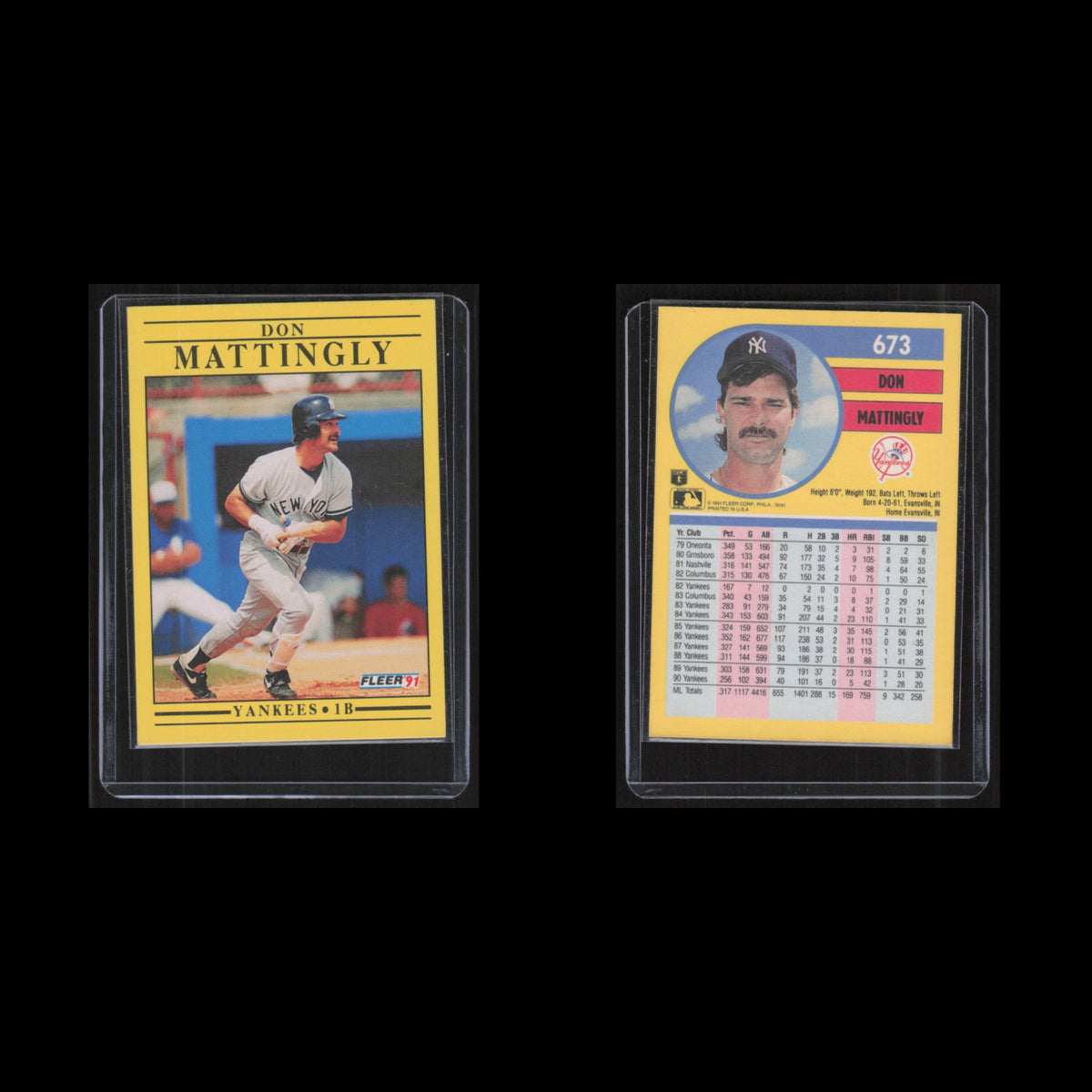 Don Mattingly #673 1991 Fleer New York Yankees Baseball Card MLB NM