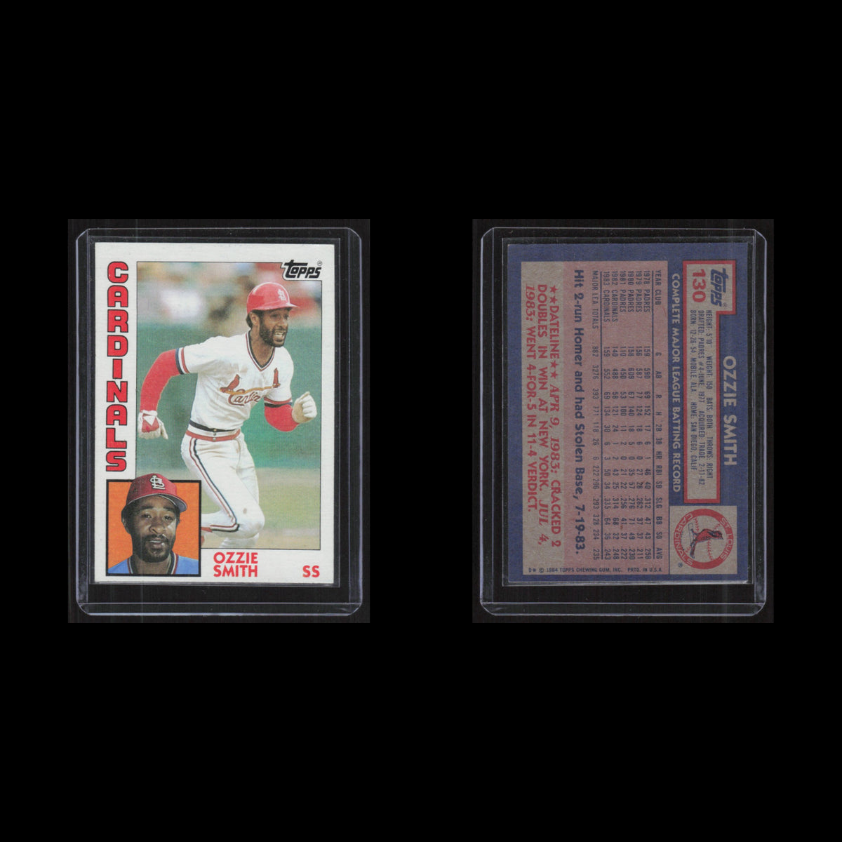 Ozzie Smith #130 1984 Topps St. Louis Cardinals Baseball Card MLB NM