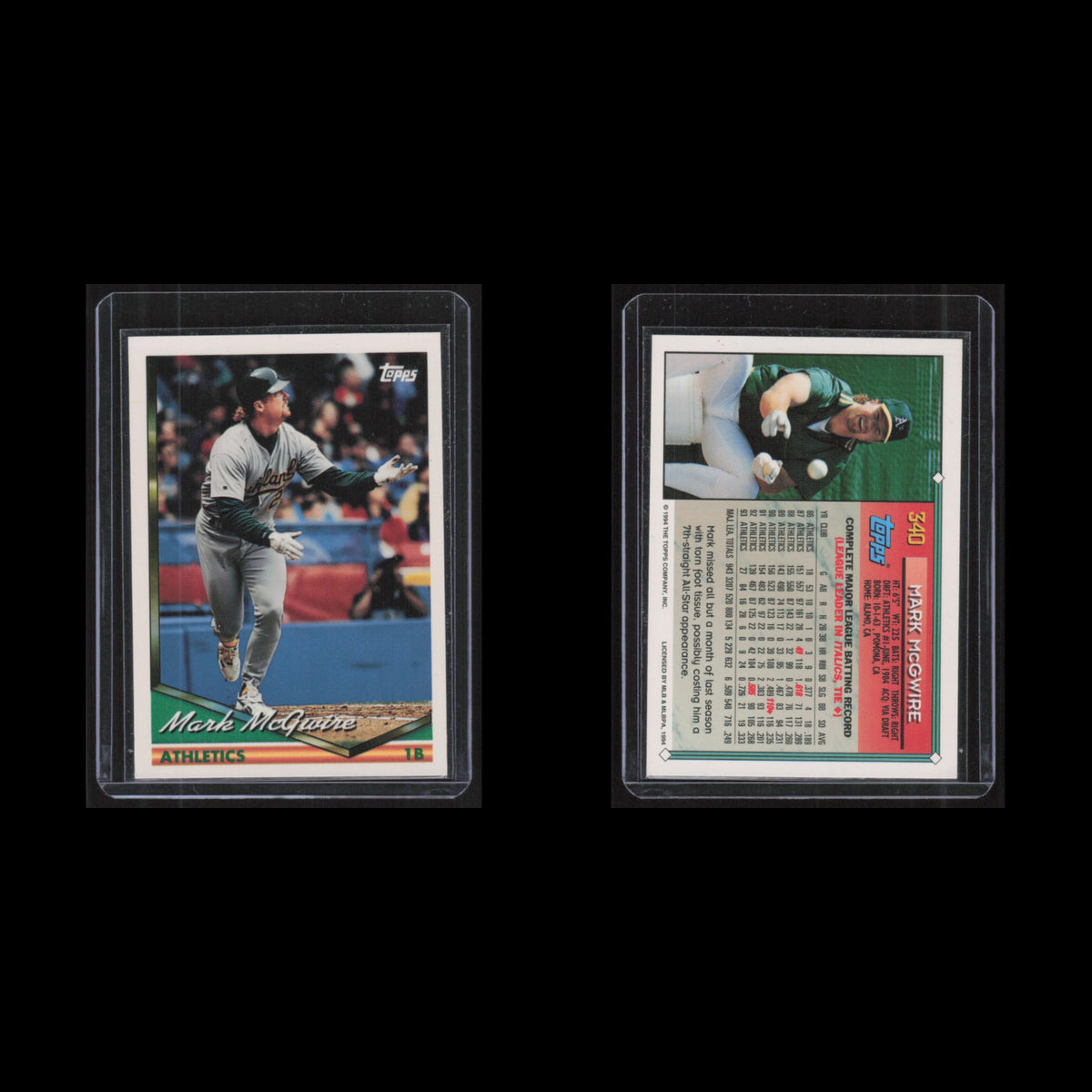 Mark McGwire #340 1994 Topps Oakland Athletics Baseball Card MLB NM