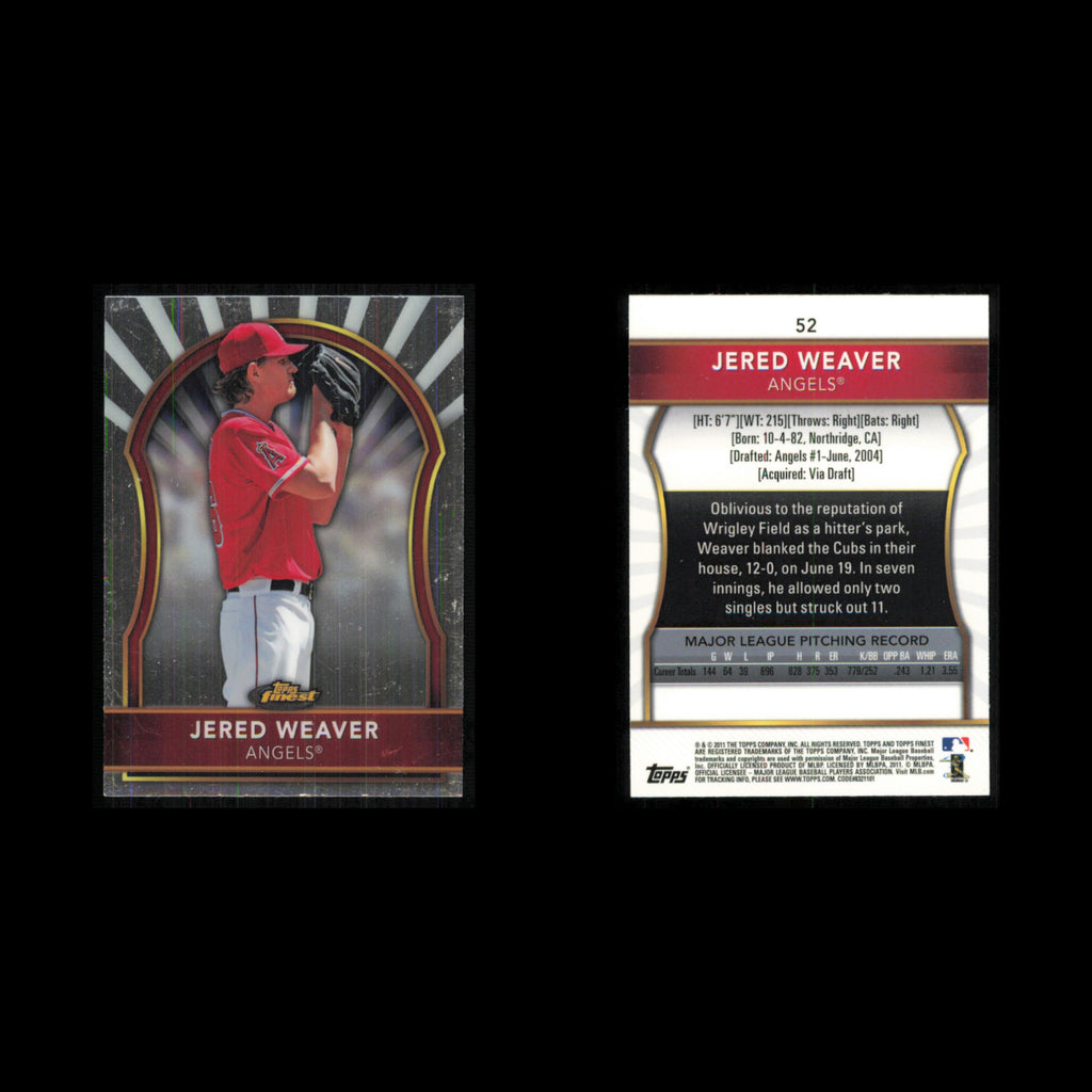 Jered Weaver #52 2011 Topps Finest Los Angeles Angels Baseball Card MLB NM