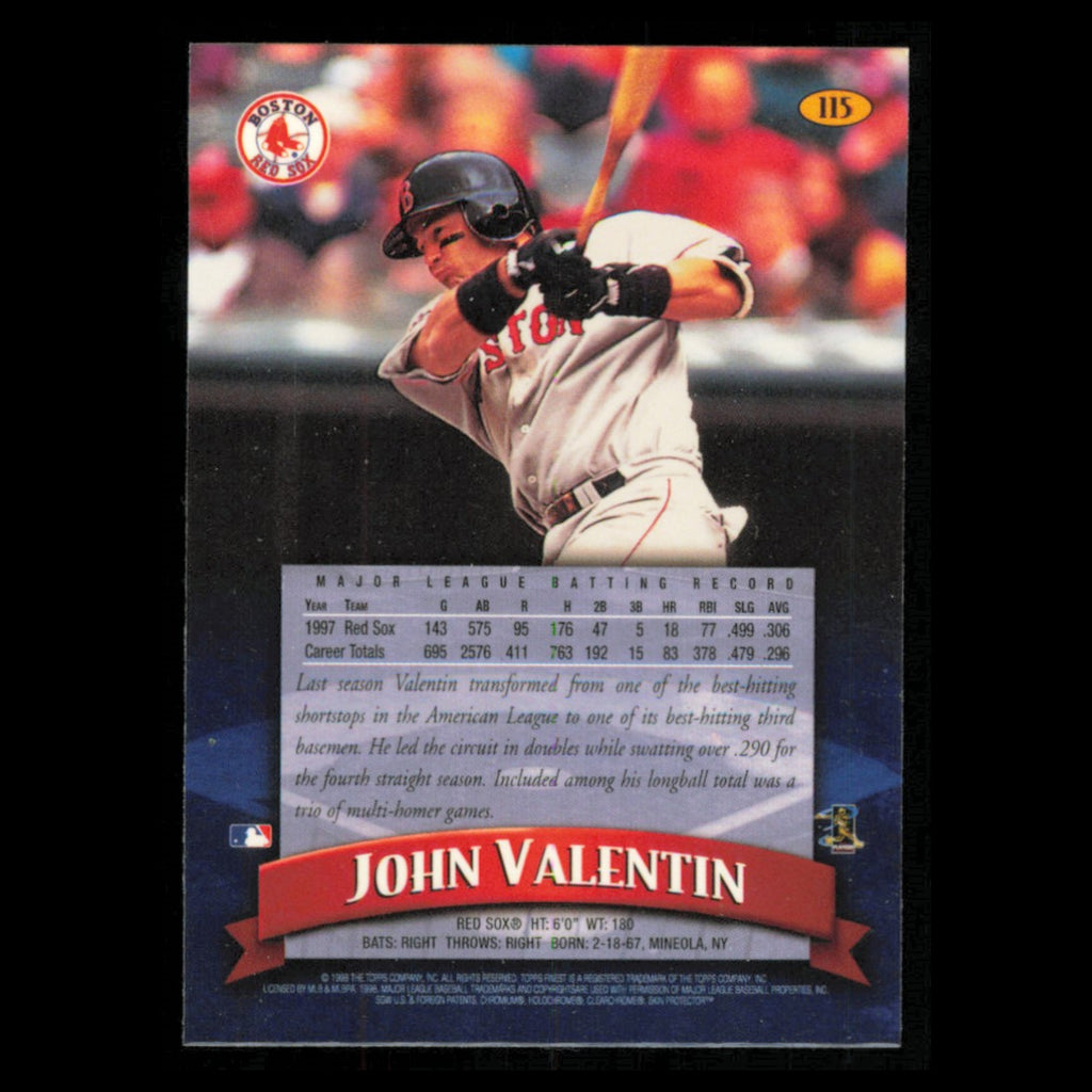 John Valentin #115 1998 Topps Finest Boston Red Sox Baseball Card MLB NM