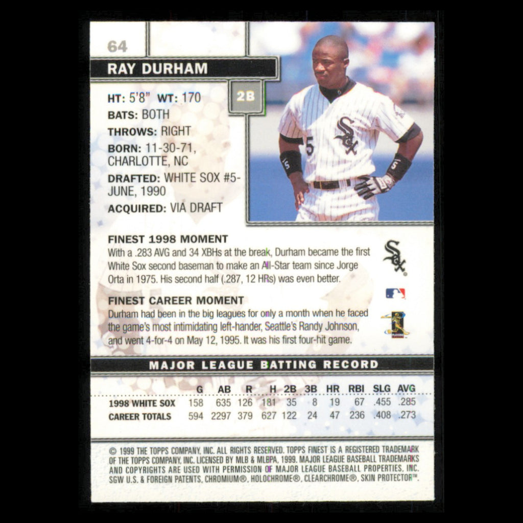 Ray Durham #64 1999 Topps Finest Chicago White Sox Baseball Card MLB NM