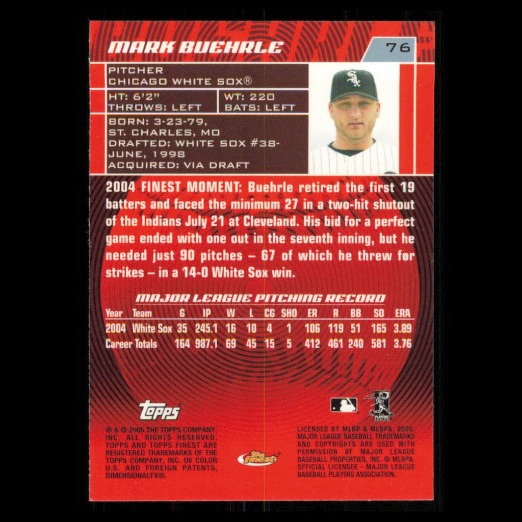 Mark Buehrle #76 2005 Topps Finest Chicago White Sox Baseball Card MLB NM