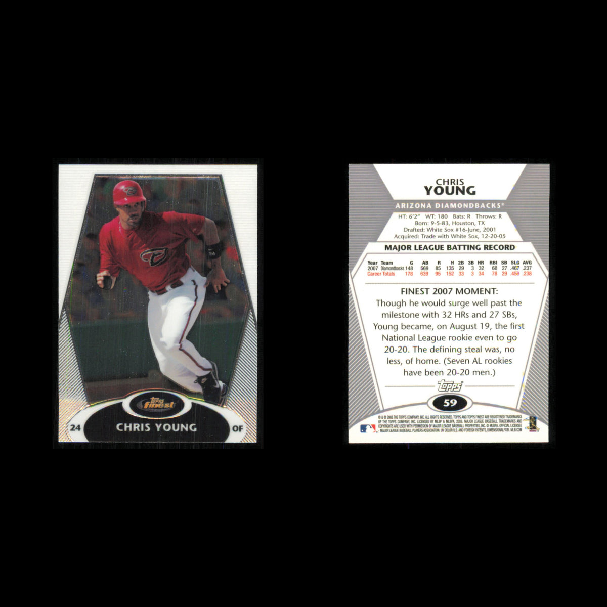 Chris Young #59 2008 Topps Finest Arizona Diamondbacks Baseball Card MLB NM