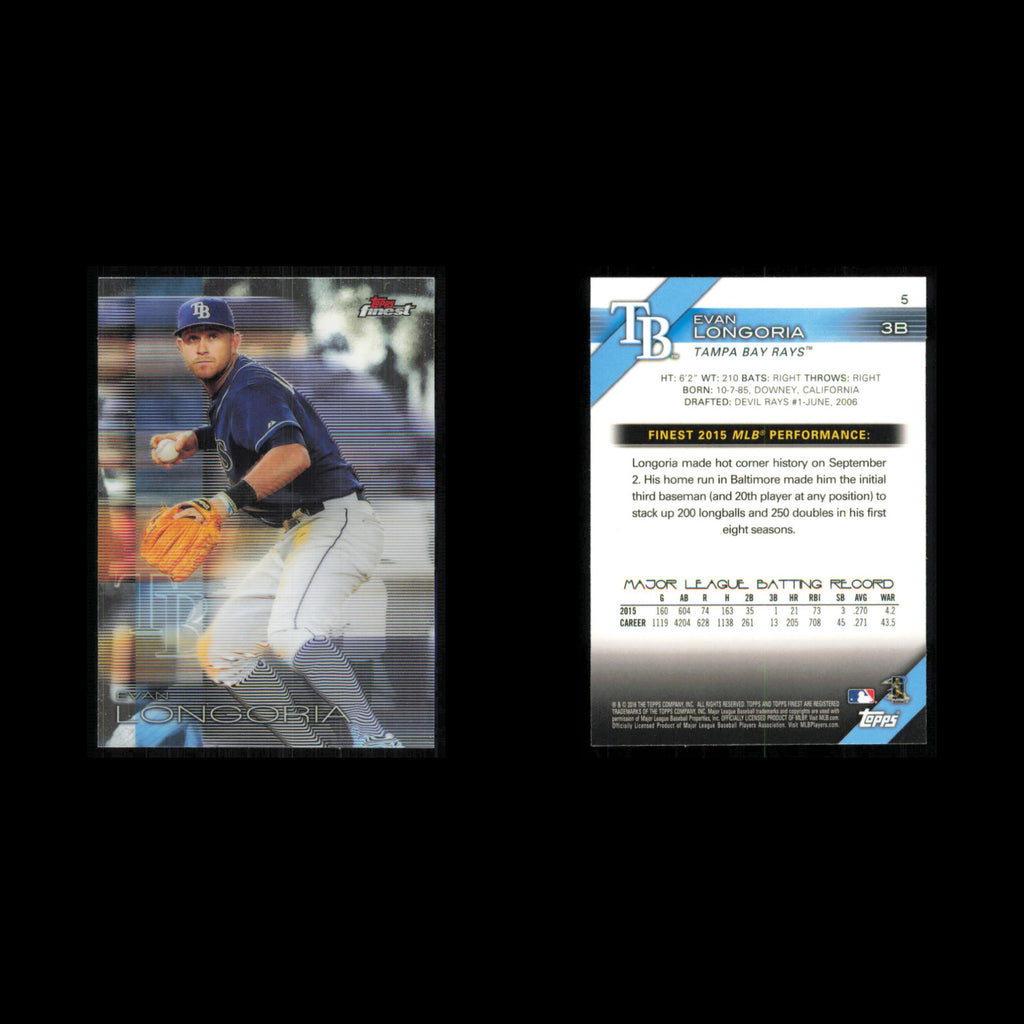 Evan Longoria #5 2016 Topps Finest Tampa Bay Rays Baseball Card MLB NM