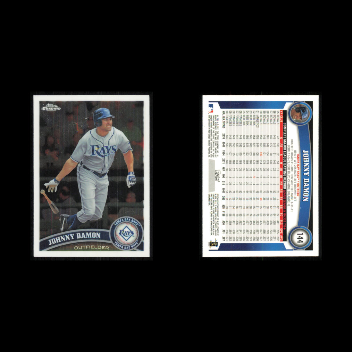 Johnny Damon #144 2011 Topps Chrome Tampa Bay Rays Baseball Card MLB NM