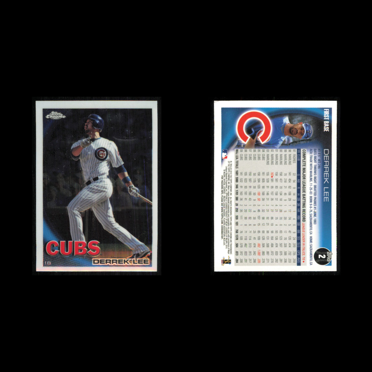 Cliff Lee #2 2010 Topps Chrome Chicago Cubs Baseball Card MLB NM