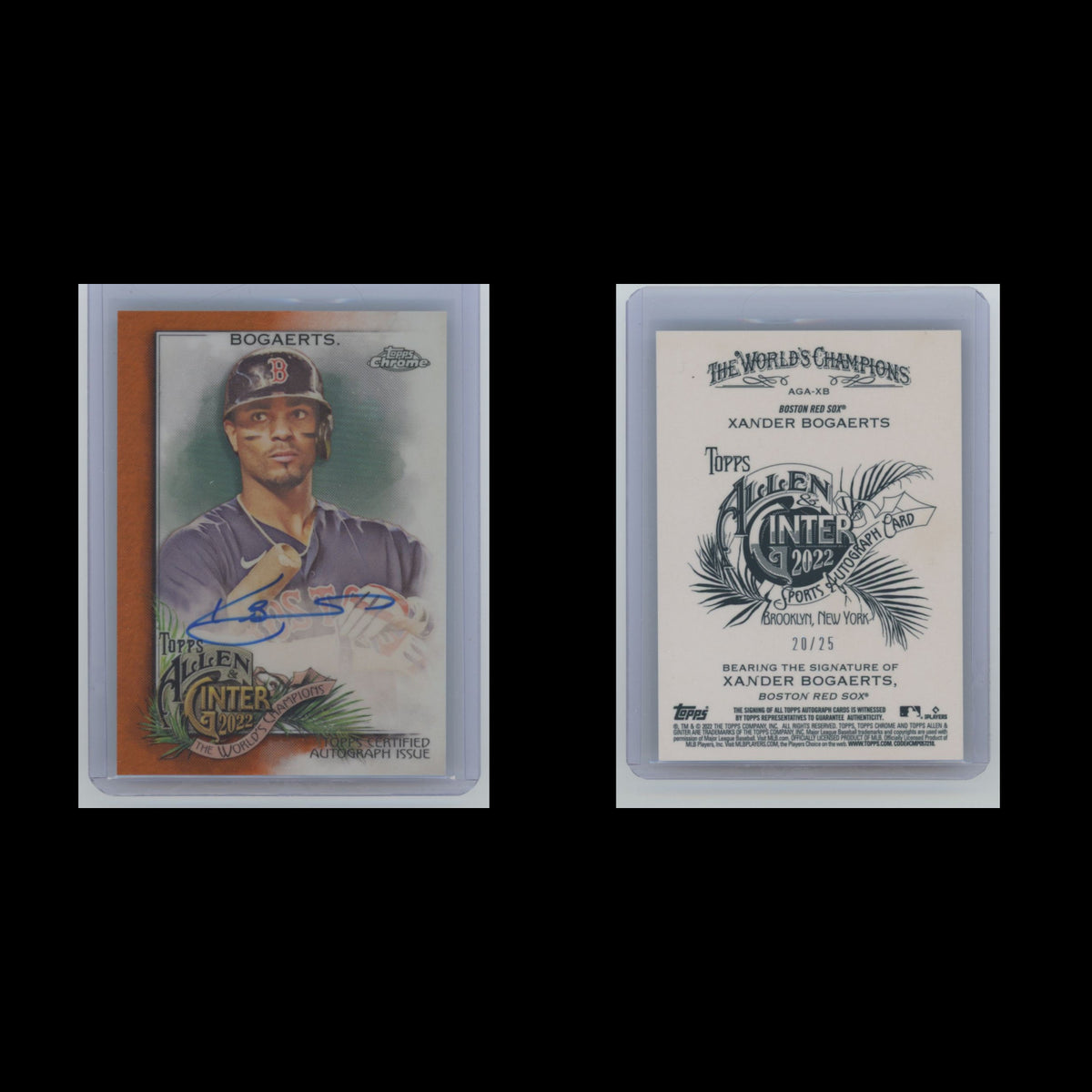 Xander Bogaerts Auto /25 #AGA-XB Autograph 2022 Topps Chrome Allen - Ginter Card