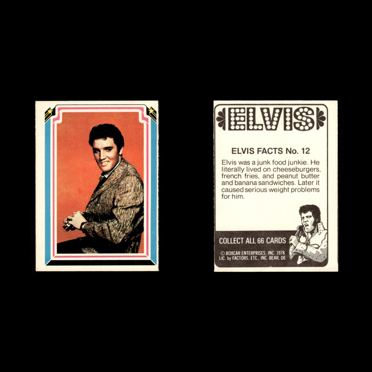 Elvis Presley #12 1978 Boxcar Elvis Facts Baseball Card MLB EX