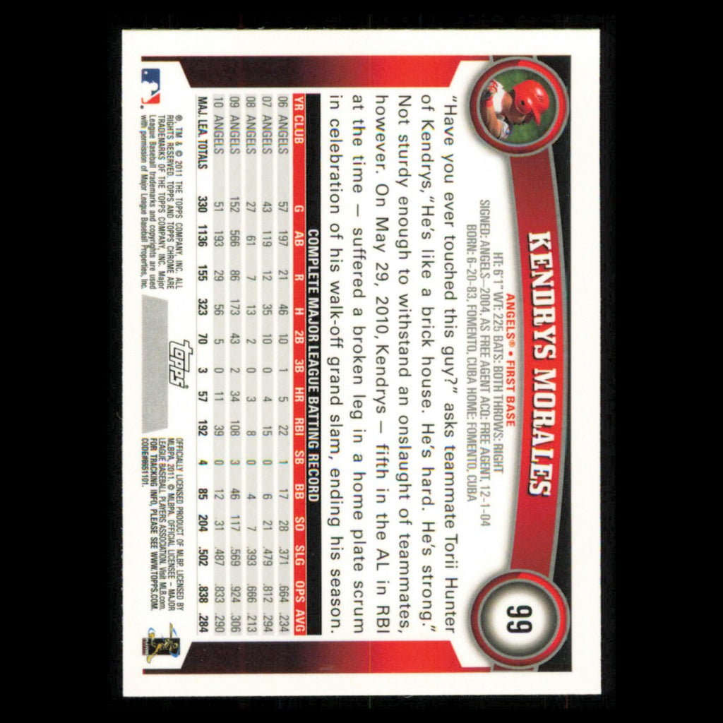Kendrys Morales #99 2011 Topps Chrome Los Angeles Angels Baseball Card MLB NM