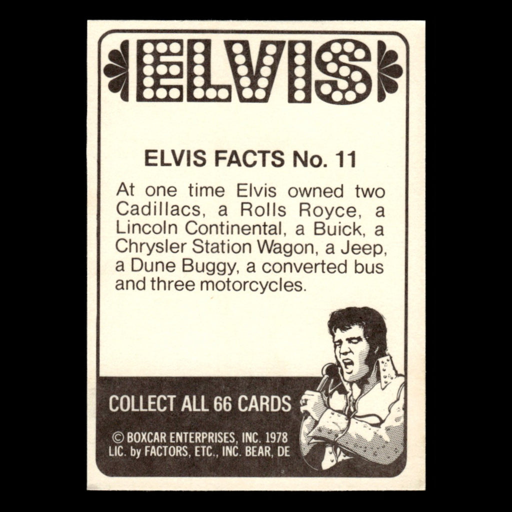 Elvis Presley #11 1978 Boxcar Elvis Facts Baseball Card MLB EX