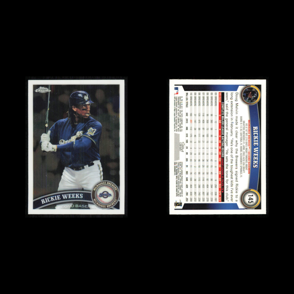 Rickie Weeks #145 2011 Topps Chrome Milwaukee Brewers Baseball Card MLB NM