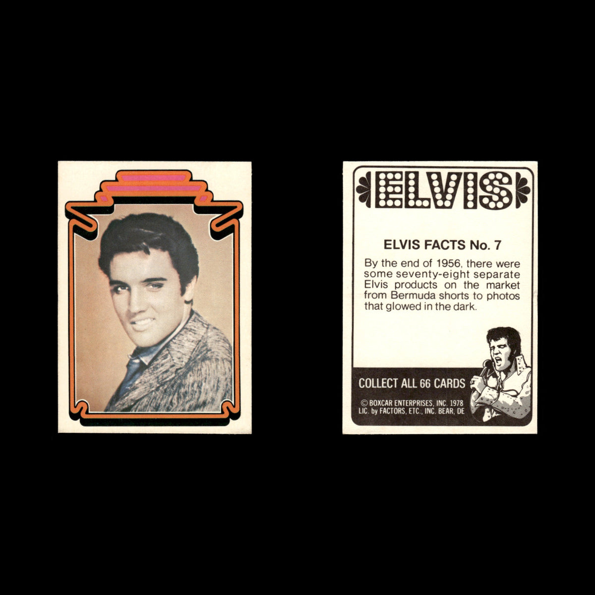 Elvis Presley #7 1978 Boxcar Elvis Facts Baseball Card MLB EX