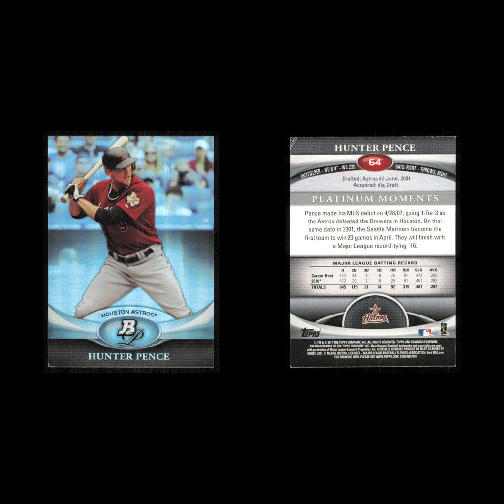 Hunter Pence #64 2011 Bowman Platinum Houston Astros Baseball Card MLB NM