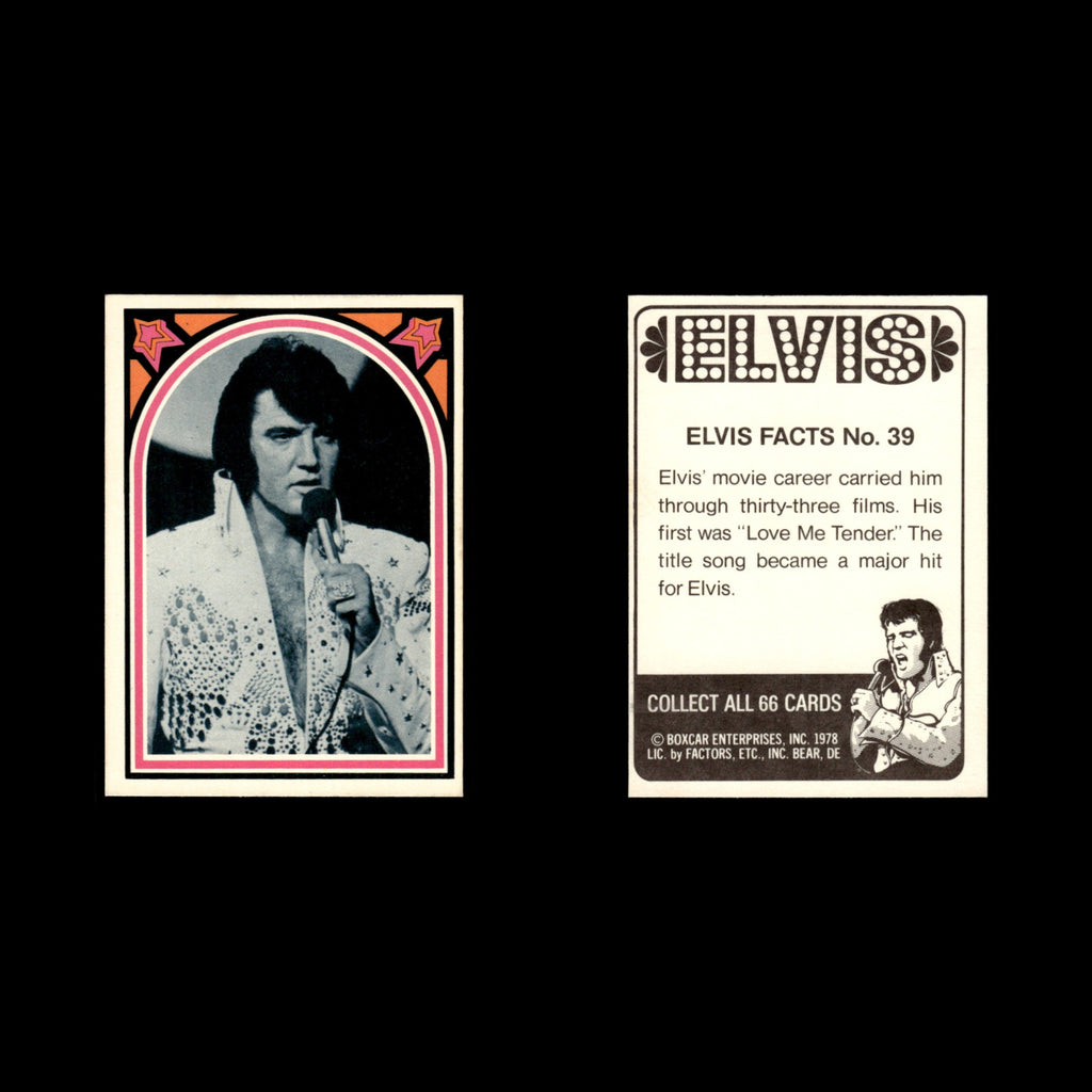 Elvis Presley #39 1978 Boxcar Elvis Facts Baseball Card MLB EX